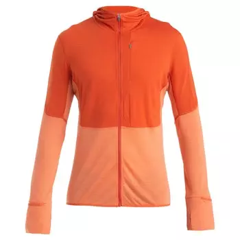 Флисовый свитер Icebreaker Merino 200 Realfleece Descender L/S Zip, цвет Molten/Ember/Colour Block