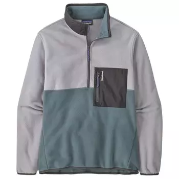 Флисовый свитер Patagonia Microdini 1/2 Zip, цвет Nouveau Green/Salt Grey