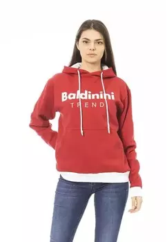 Флисовый свитер с капюшоном и логотипом передний карман Baldinini Trend, красный