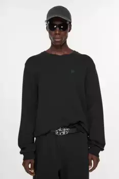 Флисовый свитер с круглым вырезом Acne Studios, черный