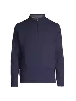 Флисовый свитер с молнией до четверти Crown Peter Millar, темно-синий