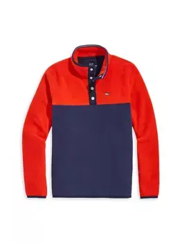 Флисовый свитер с застежкой на четверть для Little Boy's & Boy's Harbour Vineyard Vines, цвет cocktail sauce
