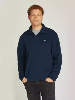 Флисовый свитер Tommy Jeans "TJM REG S FLAG POLAR 1/4 ZIP", с воротником стойкой, синий
