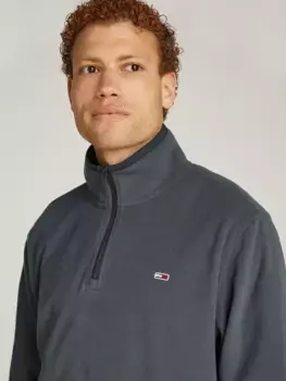 Флисовый свитер Tommy Jeans "TJM REG S FLAG POLAR 1/4 ZIP", с воротником стойкой, цвет New Charcoal