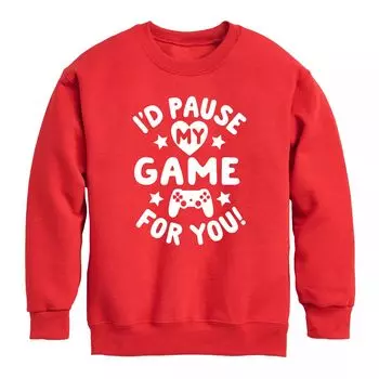 Флисовый свитшот для мальчиков 8–20 лет Id Pause My Game For You Licensed Character, красный