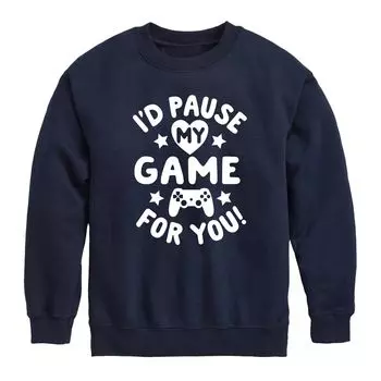 Флисовый свитшот для мальчиков 8–20 лет Id Pause My Game For You Licensed Character, синий
