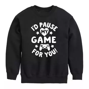 Флисовый свитшот для мальчиков 8–20 лет Id Pause My Game For You Licensed Character, черный