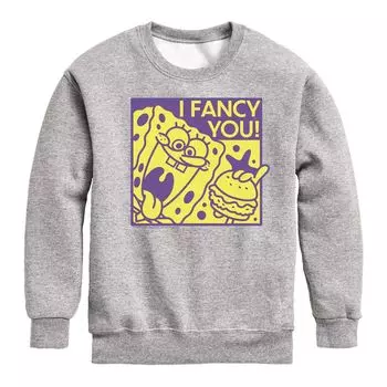 Флисовый свитшот «Губка Боб I Fancy You» для мальчиков 8–20 лет Licensed Character, серый