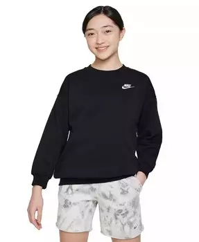 Флисовый свитшот оверсайз для Big Girls Sportswear Club Nike, черный
