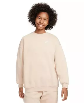 Флисовый свитшот оверсайз для Big Girls Sportswear Club Nike, белый