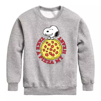 Флисовый свитшот Peanuts Pizza My Heart для мальчиков 8–20 лет Licensed Character, серый