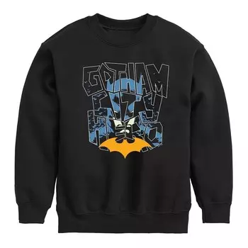 Флисовый свитшот с героями DC Comics для мальчиков 8–20 лет, Бэтмен, Готэм-сити, герой Licensed Character, черный