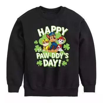 Флисовый свитшот с графическим рисунком для мальчиков 8–20 лет Paw Patrol St. Pawddys Day Licensed Character, черный