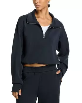 Флисовый свитшот с молнией в четверть цвета Vintage Havana Cloud, черный