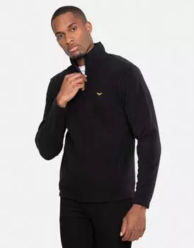 Флисовый свитшот с молнией в четверть размера 'Blade' Threadbare, черный