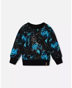 Флисовый свитшот с принтом для больших мальчиков Синий Шторм Deux Par Deux, черный