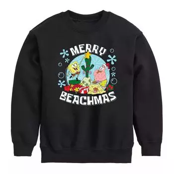 Флисовый свитшот с рисунком Merry Beachmas для мальчиков 8–20 лет Nickelodeon SpongeBob SquarePants Licensed Character, черный