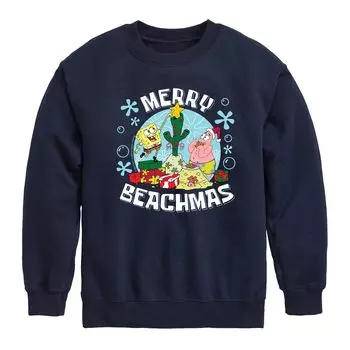Флисовый свитшот с рисунком Merry Beachmas для мальчиков 8–20 лет Nickelodeon SpongeBob SquarePants Licensed Character, синий