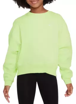 Флисовый свитшот свободного кроя с круглым вырезом Nike Sportswear Club для девочек, цвет Lime Ice