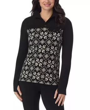 Флисовый топ с длинными рукавами и воротником для миниатюрных размеров Cuddl Duds, черный