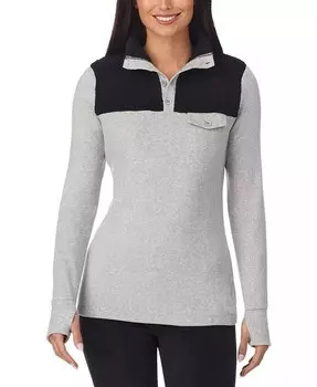 Флисовый топ с длинными рукавами и воротником для миниатюрных размеров Cuddl Duds, серый