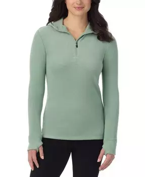 Флисовый топ с капюшоном и полумолнией до половины размера Petite Cuddl Duds, зеленый