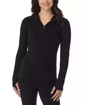 Флисовый топ с капюшоном и полумолнией до половины размера Petite Cuddl Duds, черный