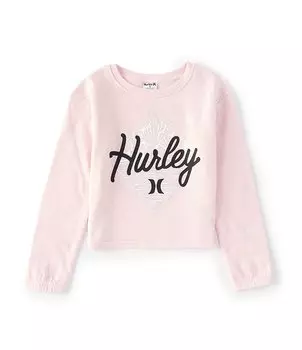 Флисовый топ с люрексом и длинными рукавами для девочек Hurley Big Girls 7–16, розовый