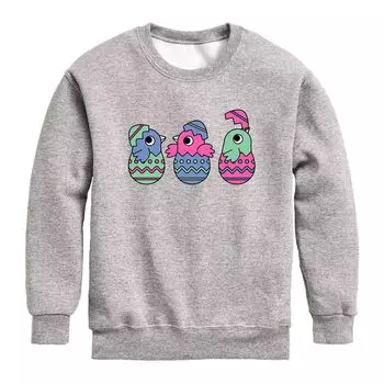 Флисовый топ с рисунком Chicks In Eggs для мальчиков 8–20 лет Licensed Character, серый