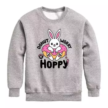 Флисовый топ с рисунком Donut Worry Be Hoppy для мальчиков 8–20 лет Licensed Character, серый