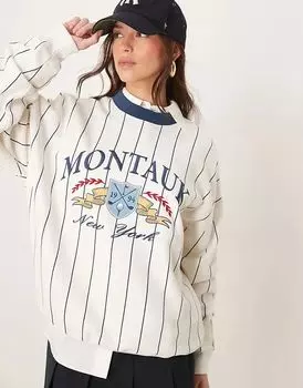 Флисовый топ с узором в полоску кремового цвета Abercrombie & Fitch