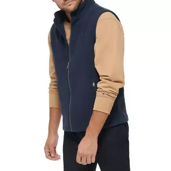 Флисовый жилет Big & Tall Tommy Hilfiger с воротником-стойкой, темно-синий