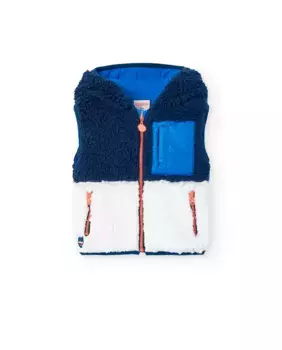 Флисовый жилет для мальчика с капюшоном и застежкой-молнией Boboli, темно-синий