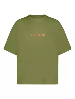 FLNEUR logo-print Футболка, зеленый