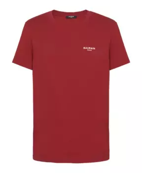 Флокированная футболка Balmain, красный