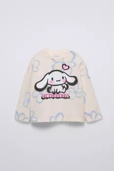 Флокированная футболка «моя мелодия и корица» sanrio ZARA, экрю