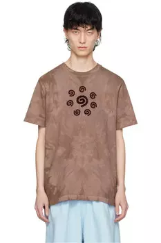 Флокированная футболка со спиральным принтом Charlie Constantinou, коричневый