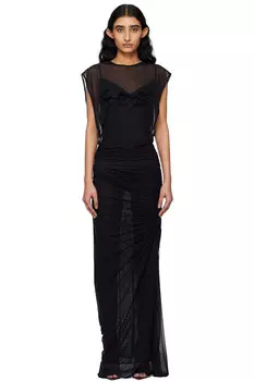 Флокированное платье-рубан макси с тату принтом Jean Paul Gaultier, черный