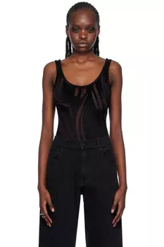 Флокированный боди Mugler, черный