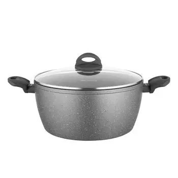 ФЛОРИНА - Кастрюля из алюминия с каменным покрытием (7 л / 28 ) Внутренние размеры Д x Ш x В: 44 x 29 x 16 см I Кастрюля со стеклянной крышкой - Антипригарное покрытие - Мягкая на ощупь ручка I Газовая электроплита индукционная Florina