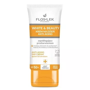 Floslek, White & Beauty, антивозрастной дневной крем, предотвращающий обесцвечивание SPF50+, 30мл