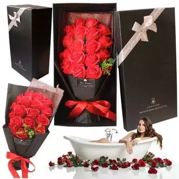Flower Box — букет из мыльных роз в большой элегантной коробке XXL для подарка на День учителя Okazeo