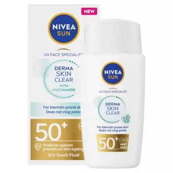 Флюид для лица с spf50, 40 мл Nivea Sun uv face derma skin clear