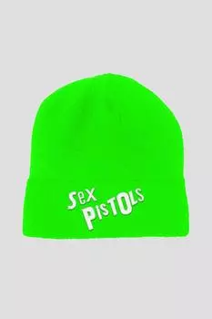 Флуоресцентная зеленая шапка-бини с логотипом группы Sex Pistols, зеленый