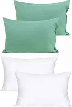 FLXXIE Альтернативные подушки для малышей на хлопковом пуху (13 x 18 дюймов) и мягкие наволочки из микрофибры цвета морской волны (14 x 20 дюймов), Green