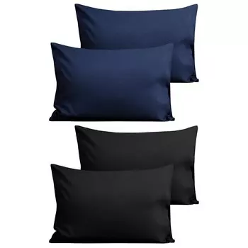 FLXXIE Наволочки для малышей из микрофибры, мягкие и уютные маленькие дорожные наволочки с застежкой-конвертом, наволочки (2 шт. темно-синего цвета и 2 шт. черного цвета, 14x20 дюймов)