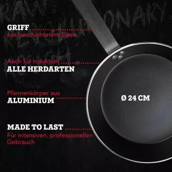 FMПрофессиональная алюминиевая сковорода Resist диаметром 24 см с качественным антипригарным покрытием FMPROFESSIONAL