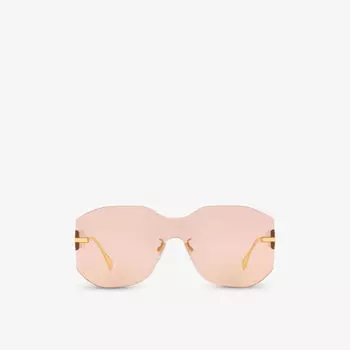 FN000635 FE40067U солнцезащитные очки в металлической прямоугольной оправе с затемненными линзами Fendi, желтый