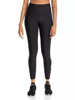 Foil Star женские спортивные леггинсы до щиколотки Aqua, черный/черный