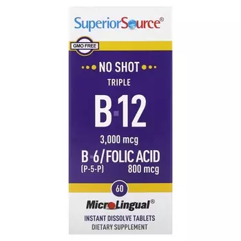 Фолиевая кислота MicroLingual Superior Source Triple B-12 B-6, 60 растворимых таблеток
